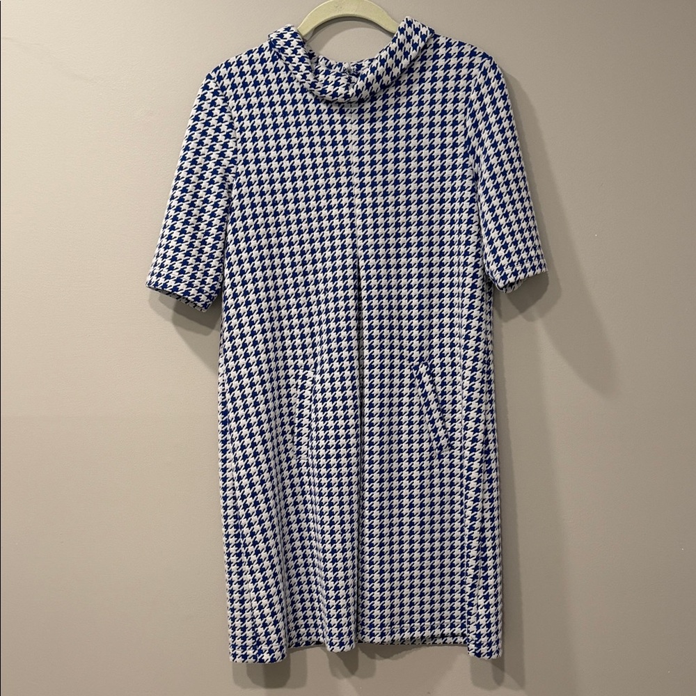 Blue and White Houndstooth Dress